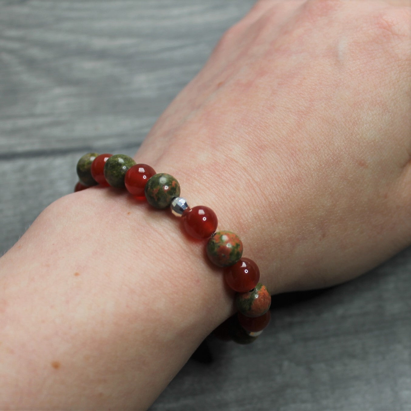 CARNELIAN & UNAKITE Bracelet - Sterling Silver image 4