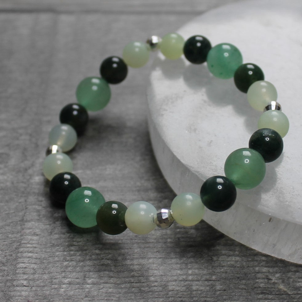 AVENTURINE, MOSS AGATE & NEW JADE Bracelet - Sterling Silver image 2