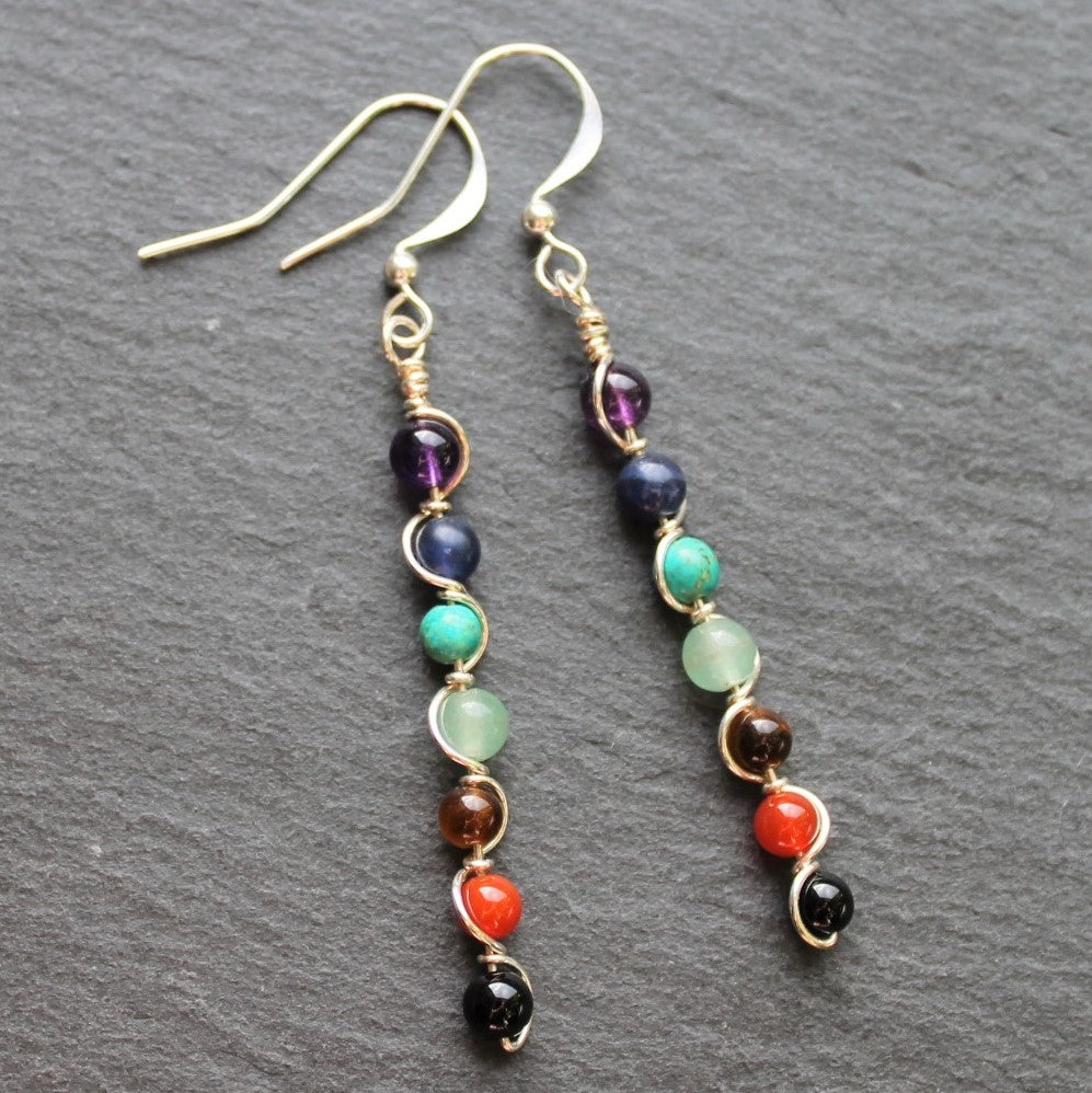GEMSTONE CHAKRA Earrings - Sterling Silver image 0