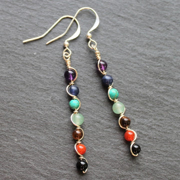 GEMSTONE CHAKRA Earrings - Sterling Silver image 0