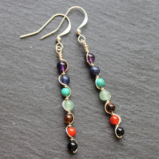 GEMSTONE CHAKRA Earrings - Sterling Silver image 0