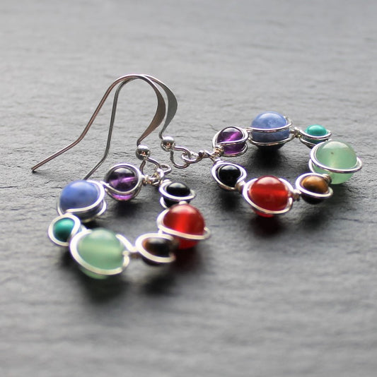 GEMSTONE CHAKRA Earrings - Sterling Silver image 1