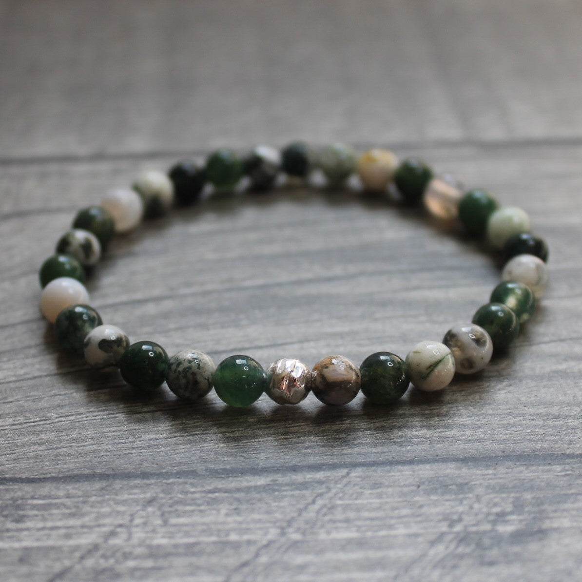 MOSS AGATE & TREE AGATE Bracelet - Sterling Silver image 0