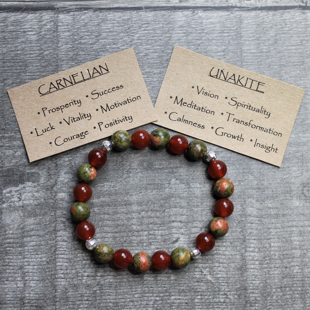 CARNELIAN & UNAKITE Bracelet - Sterling Silver image 3