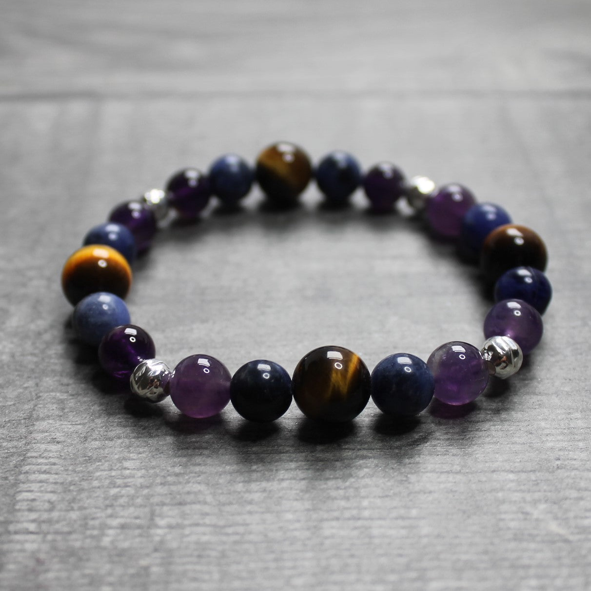 AMETHYST, SODALITE & TIGER'S EYE Bracelet - Sterling Silver image 0