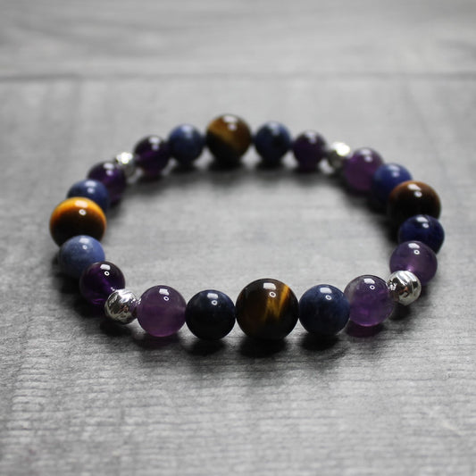 AMETHYST, SODALITE & TIGER'S EYE Bracelet - Sterling Silver image 0