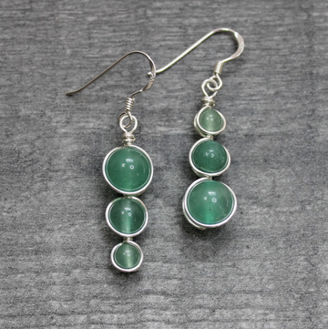 AVENTURINE Asymmetric Earrings - Sterling Silver