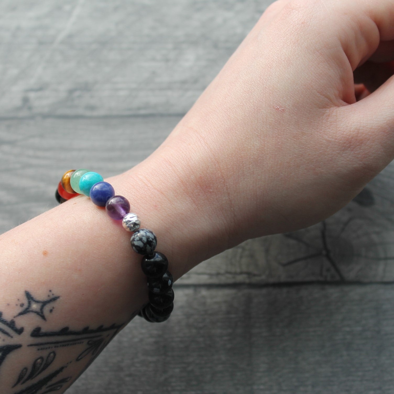 SNOWFLAKE OBSIDIAN Chakra Bracelet image 2