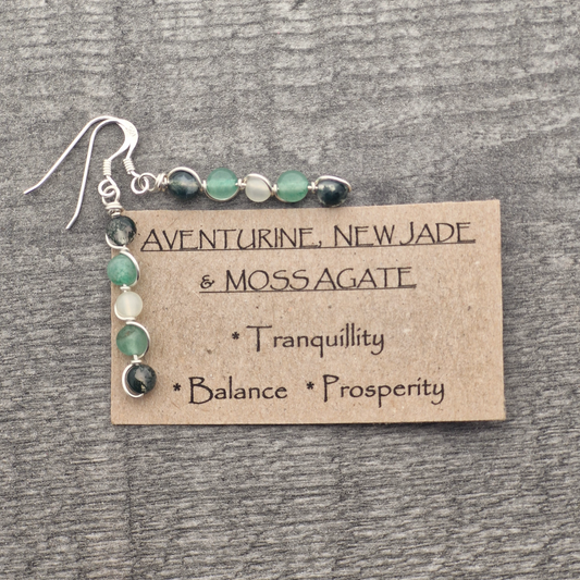 AVENTURINE, MOSS AGATE & NEW JADE Earrings - Sterling Silver image 1