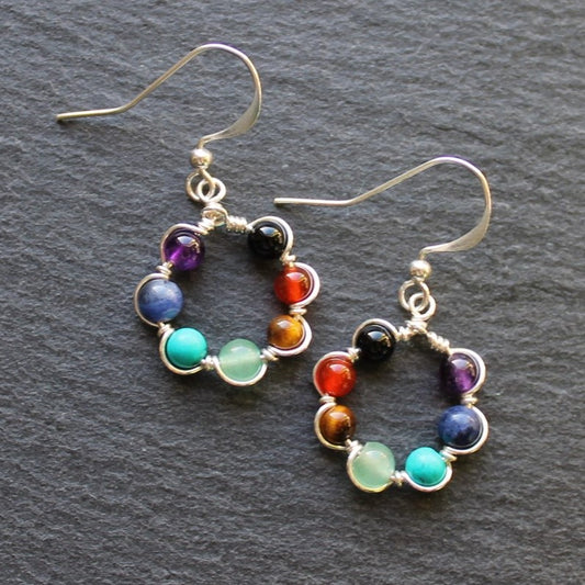 GEMSTONE CHAKRA Earrings - Sterling Silver image 0