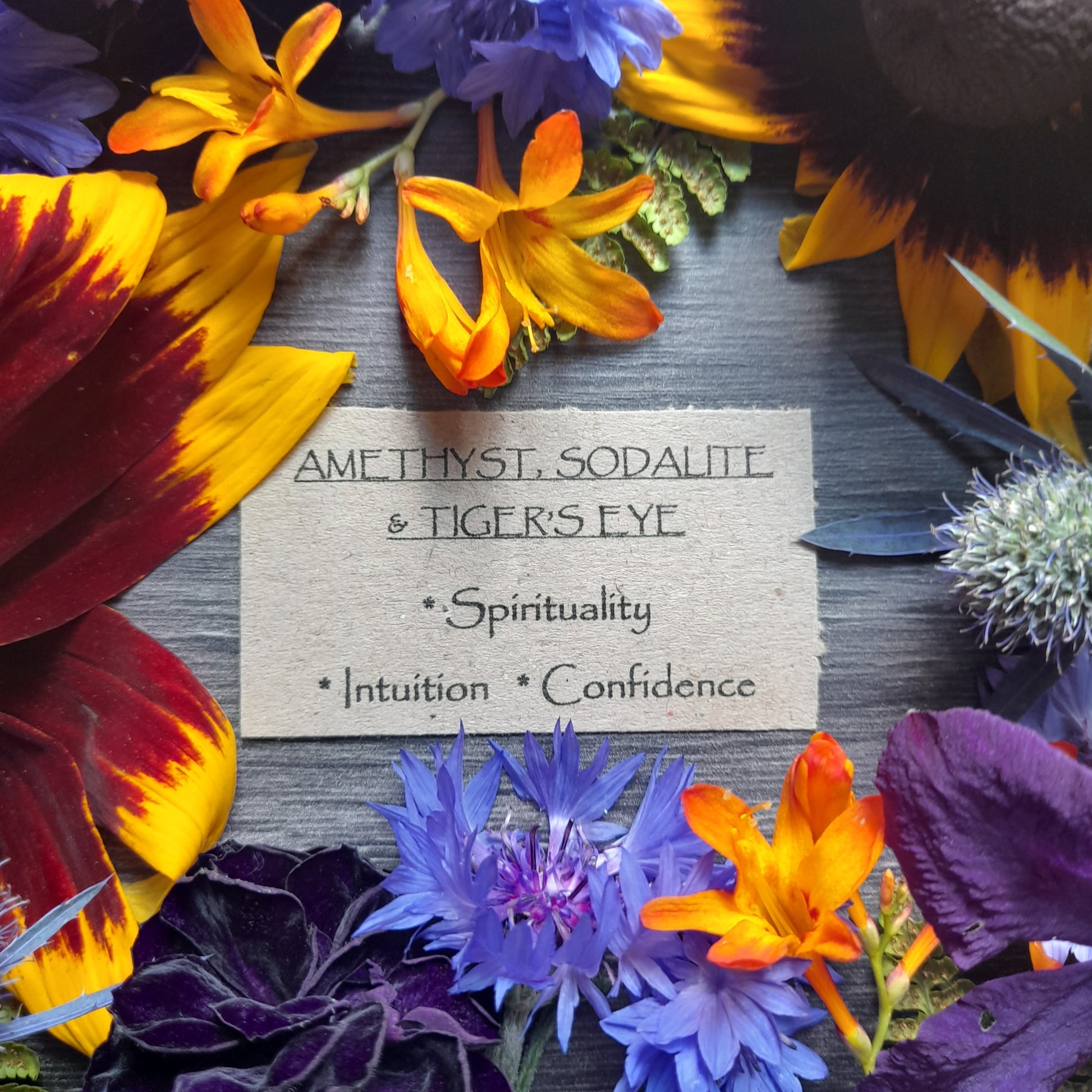 AMETHYST, SODALITE & TIGER'S EYE Pendant - Sterling Silver image 3