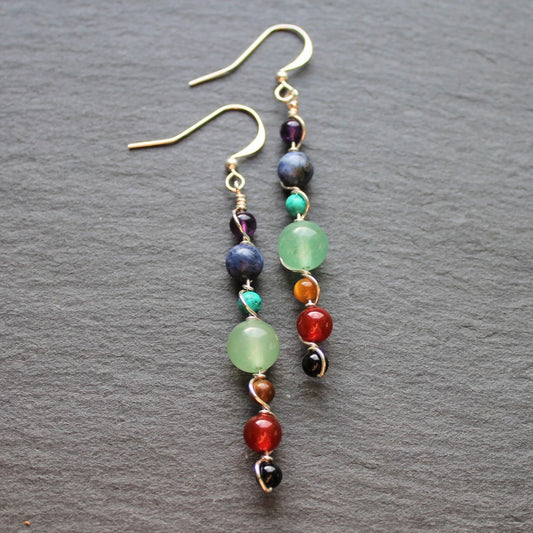 GEMSTONE CHAKRA Earrings - Sterling Silver image 1