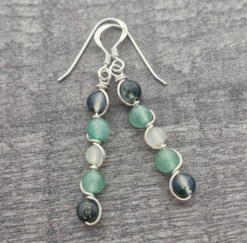 AVENTURINE, MOSS AGATE & NEW JADE Earrings - Sterling Silver