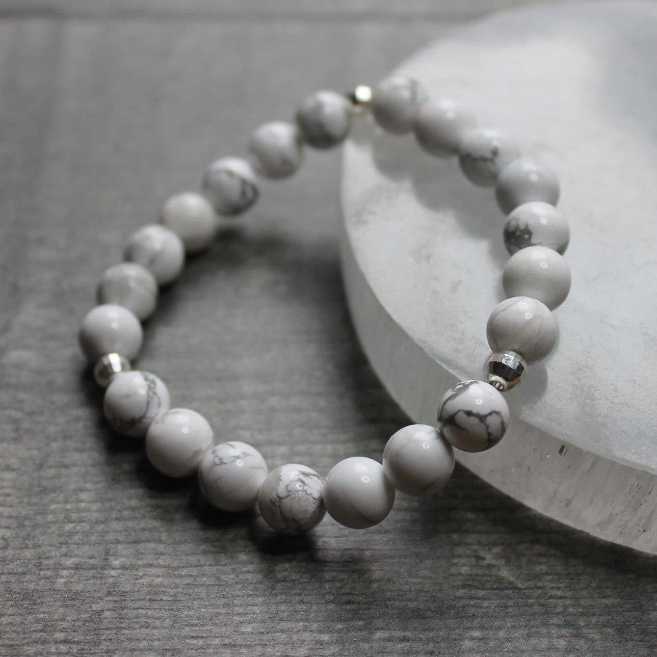 WHITE HOWLITE Bracelet - Sterling Silver image 2