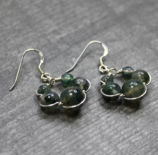 MOSS AGATE Earrings - Sterling Silver