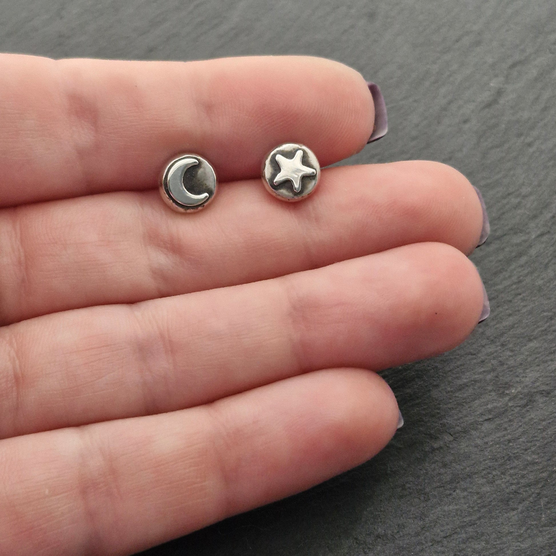 STAR & MOON Stud Earrings - Sterling Silver image 4
