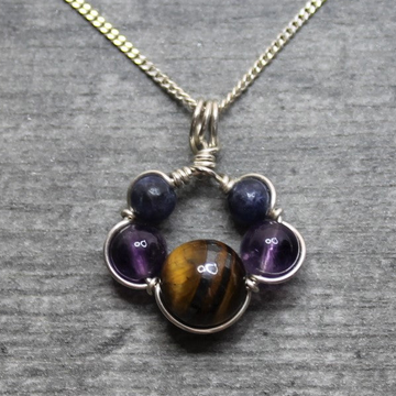 AMETHYST, SODALITE & TIGER'S EYE Pendant - Sterling Silver