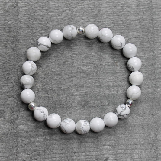 WHITE HOWLITE Bracelet - Sterling Silver image 1