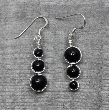 BLACK ONYX Asymmetric Earrings - Sterling Silver