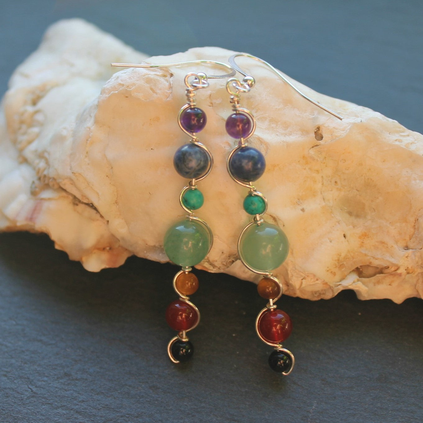 GEMSTONE CHAKRA Earrings - Sterling Silver image 3