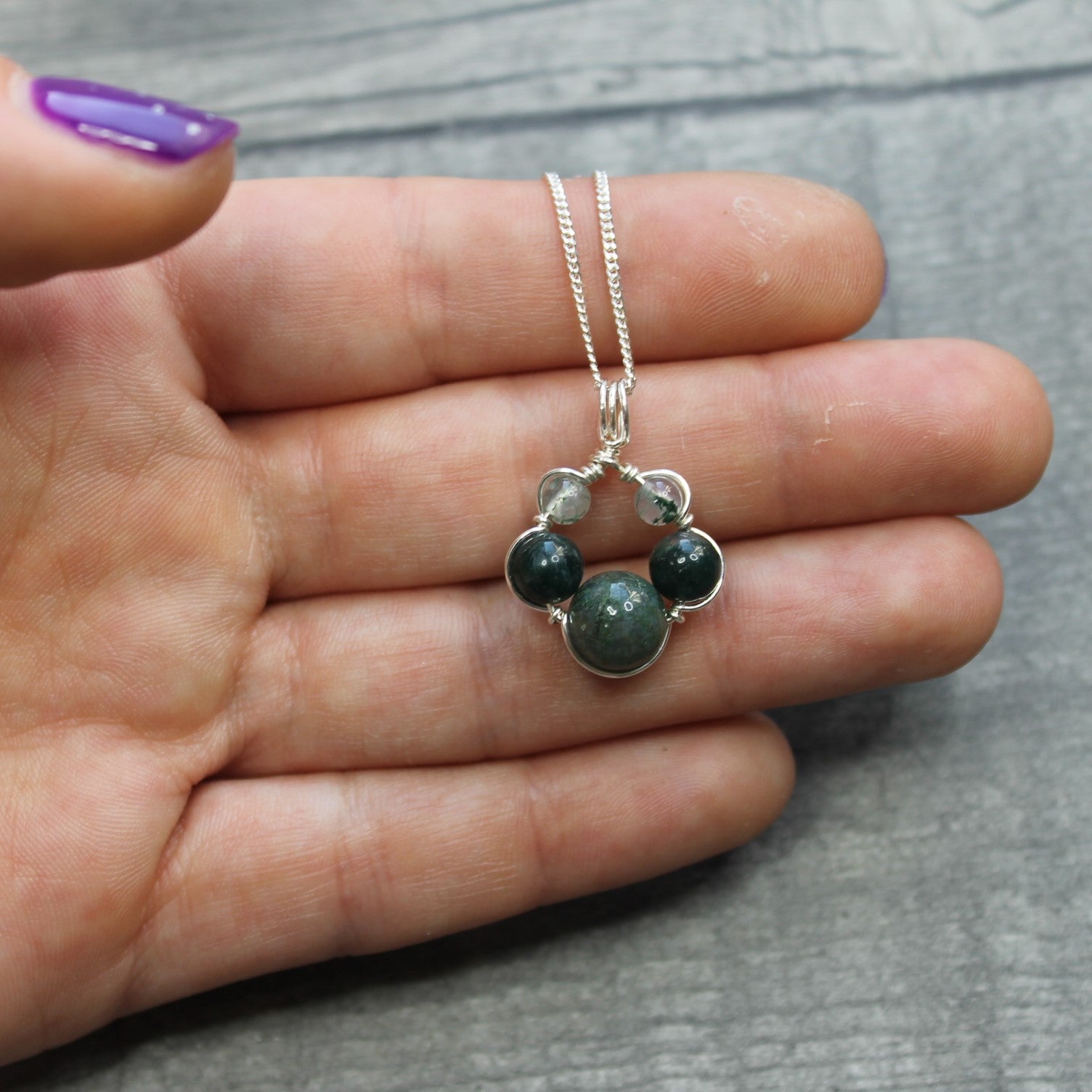 MOSS AGATE Pendant - Sterling Silver image 3