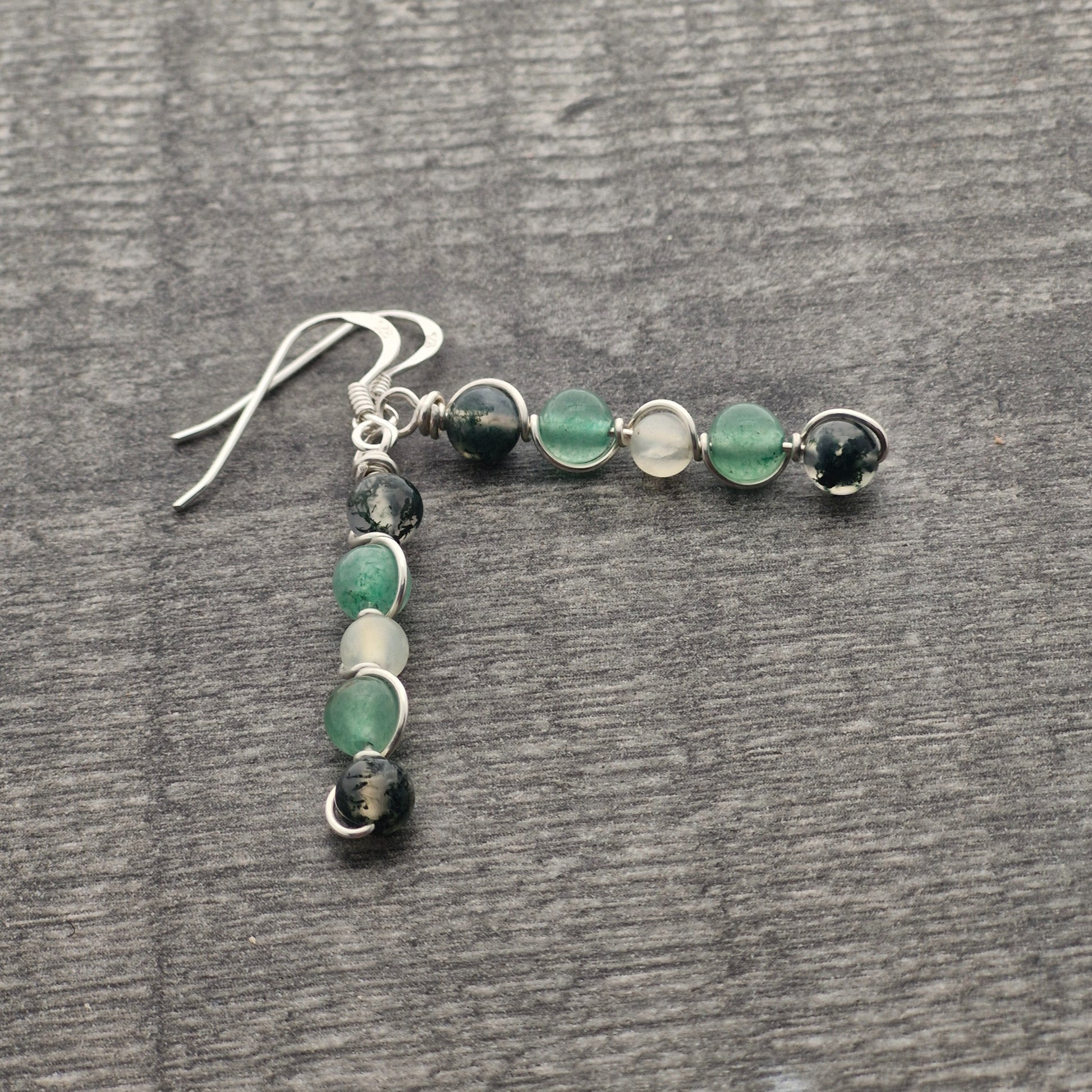 AVENTURINE, MOSS AGATE & NEW JADE Earrings - Sterling Silver image 2