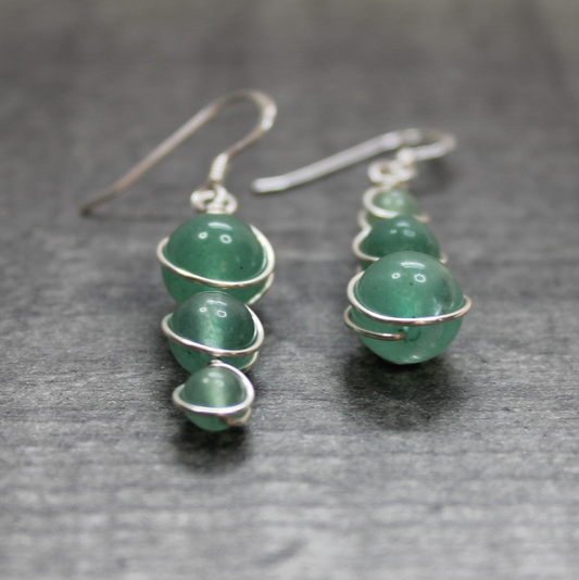 AVENTURINE Asymmetric Earrings - Sterling Silver