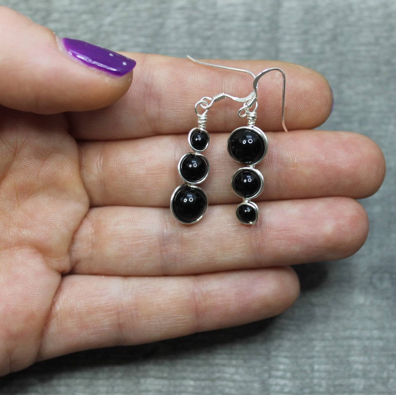 BLACK ONYX Asymmetric Earrings - Sterling Silver image 3