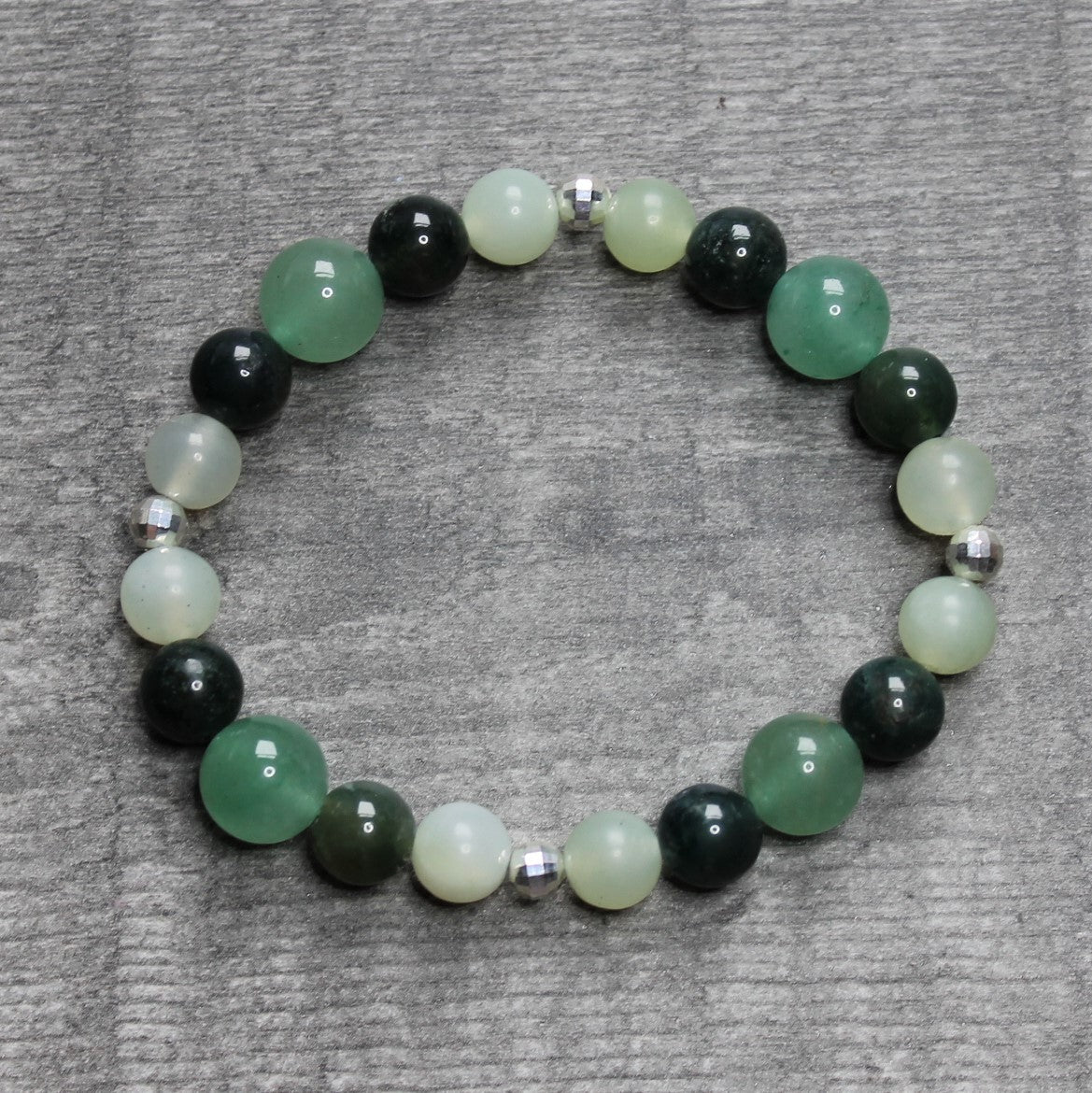 AVENTURINE, MOSS AGATE & NEW JADE Bracelet - Sterling Silver image 1