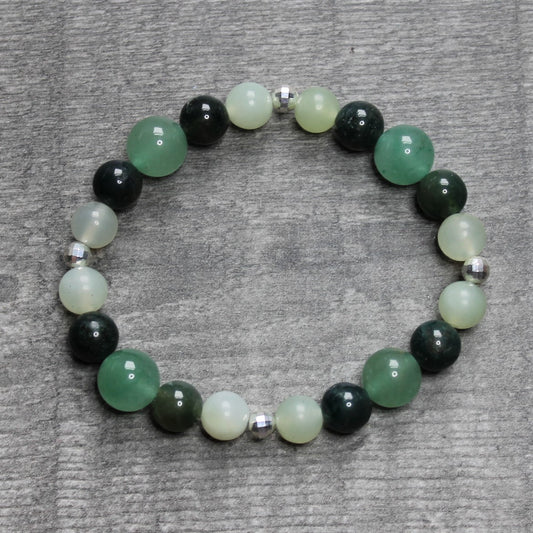 AVENTURINE, MOSS AGATE & NEW JADE Bracelet - Sterling Silver image 1