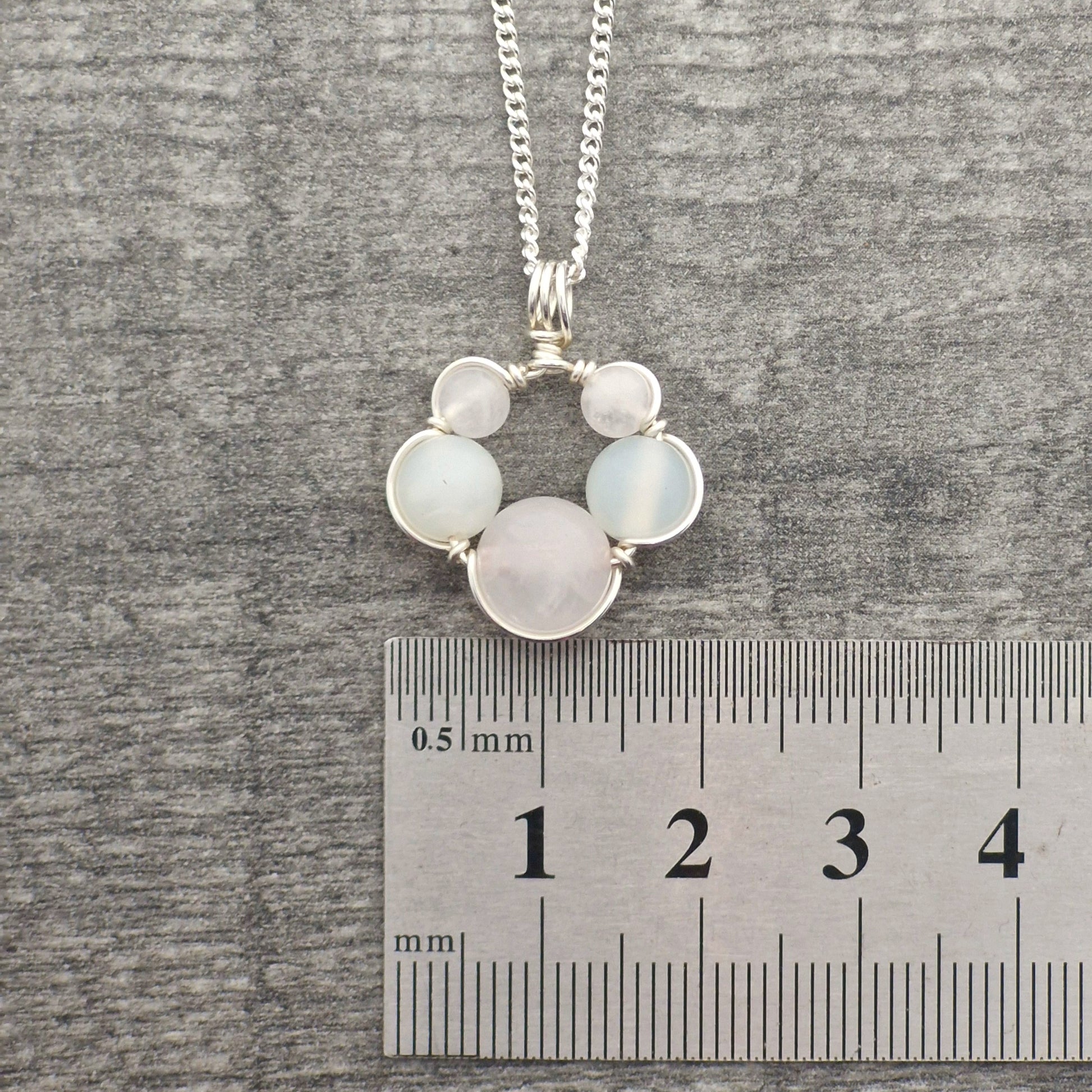 NEW JADE & ROSE QUARTZ Pendant - Sterling Silver image 4