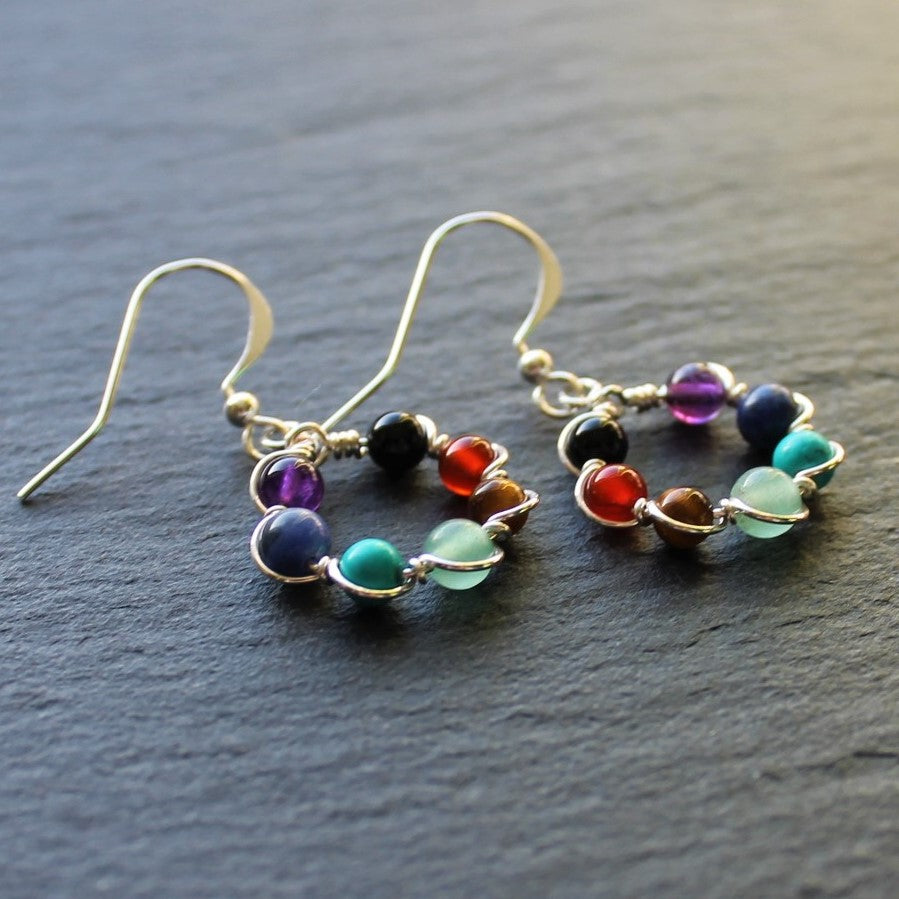 GEMSTONE CHAKRA Earrings - Sterling Silver image 1