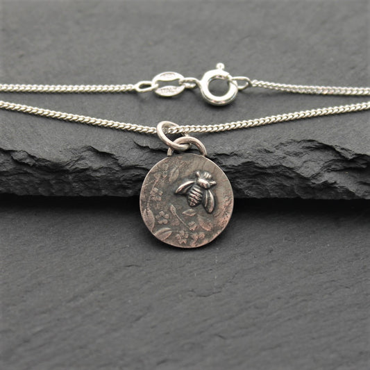FLORAL BEE Pendant - Sterling Silver image 1