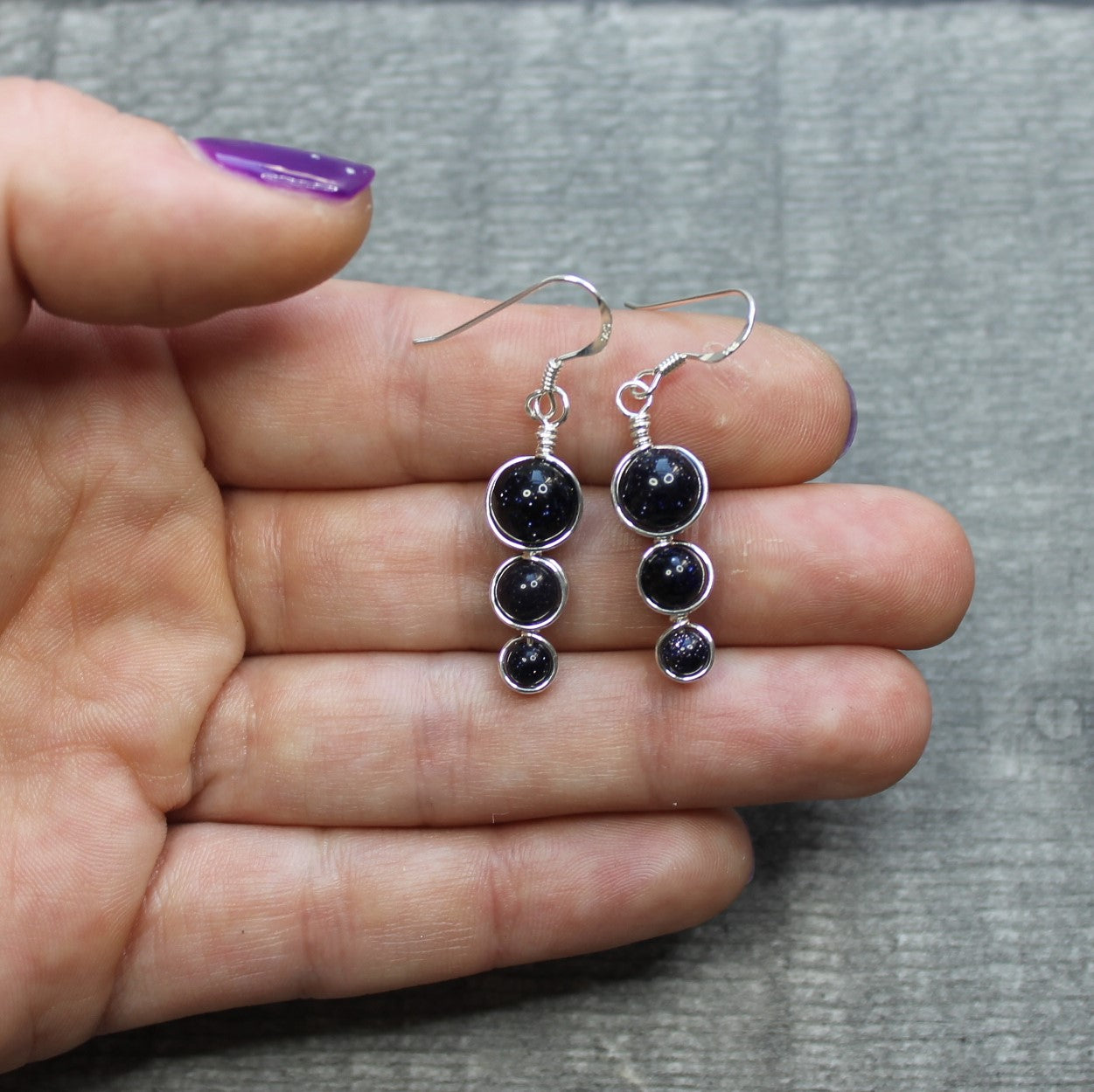 BLUE GOLDSTONE Earrings - Sterling Silver image 3