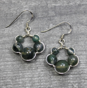 MOSS AGATE Earrings - Sterling Silver