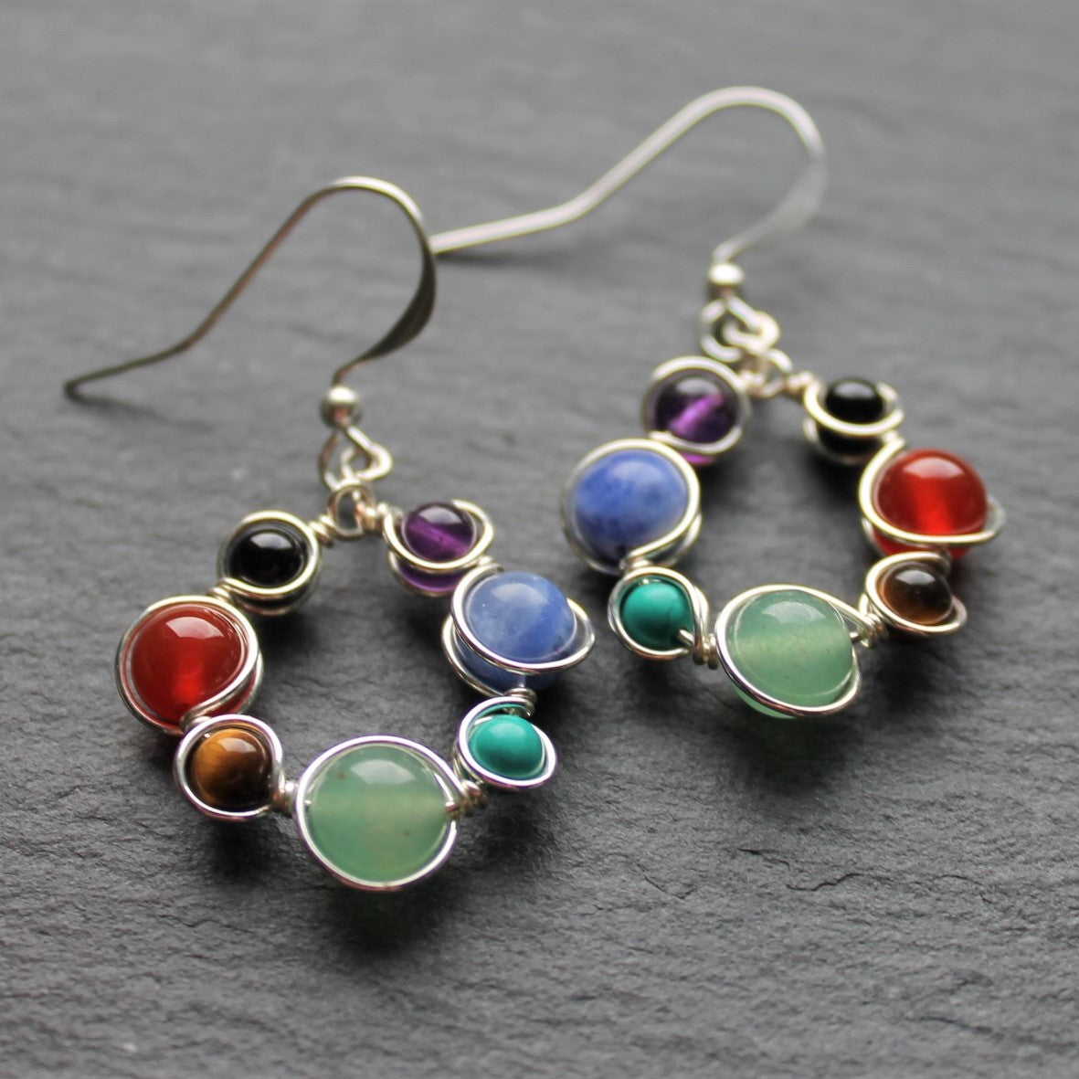 GEMSTONE CHAKRA Earrings - Sterling Silver image 0