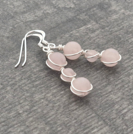 ROSE QUARTZ Earrings - Sterling Silver image 2