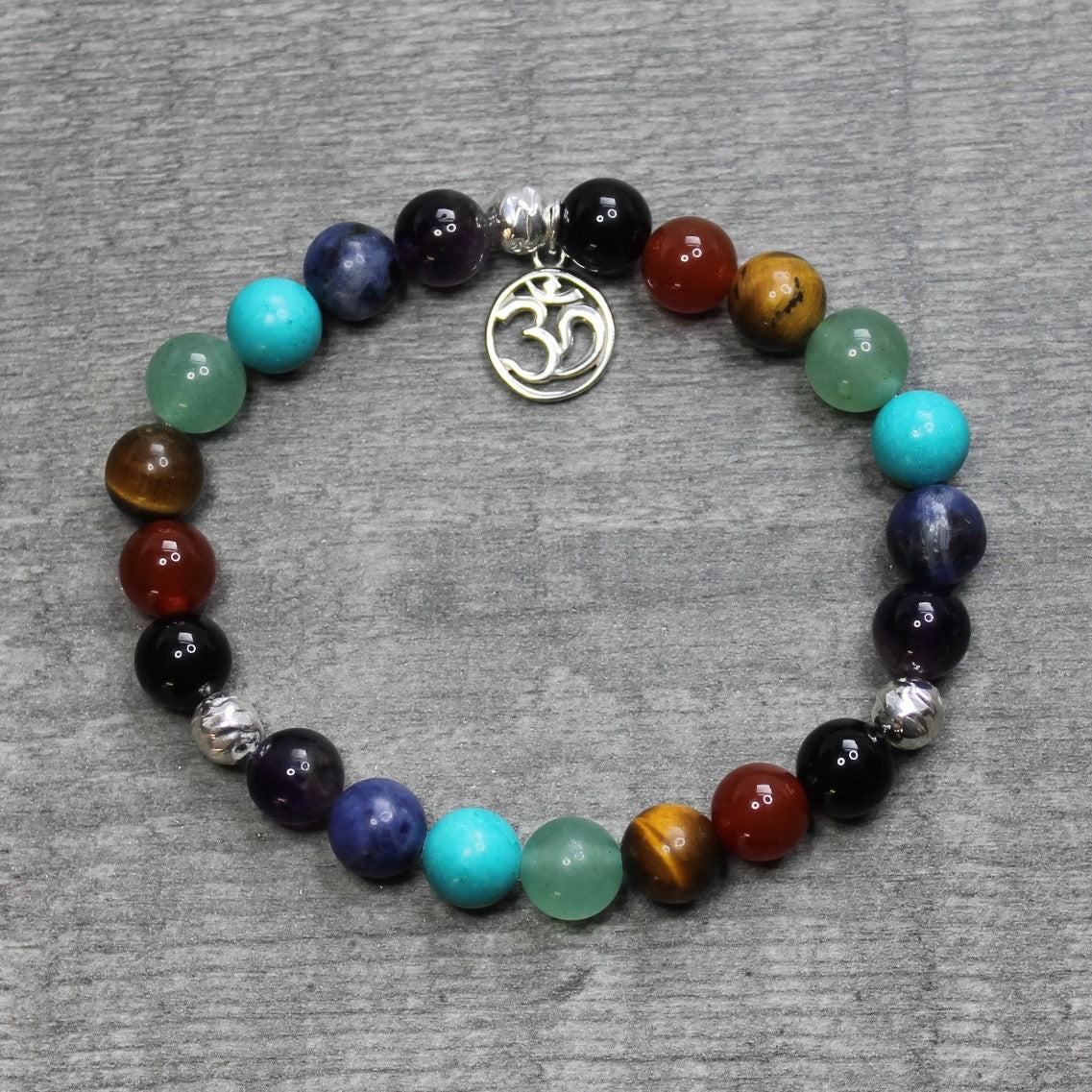 CHAKRA Bracelet with OHM Charm (Sterling Silver) image 1