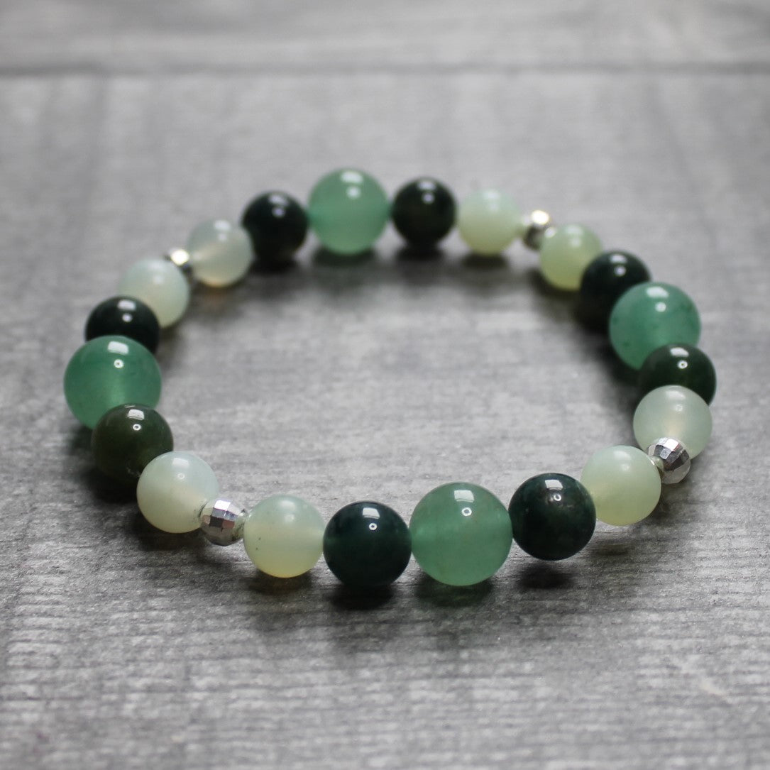AVENTURINE, MOSS AGATE & NEW JADE Bracelet - Sterling Silver image 0