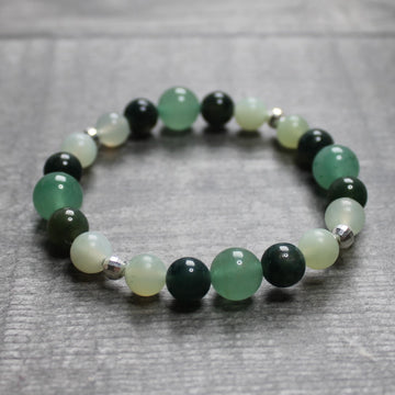 AVENTURINE, MOSS AGATE & NEW JADE Bracelet - Sterling Silver image 0