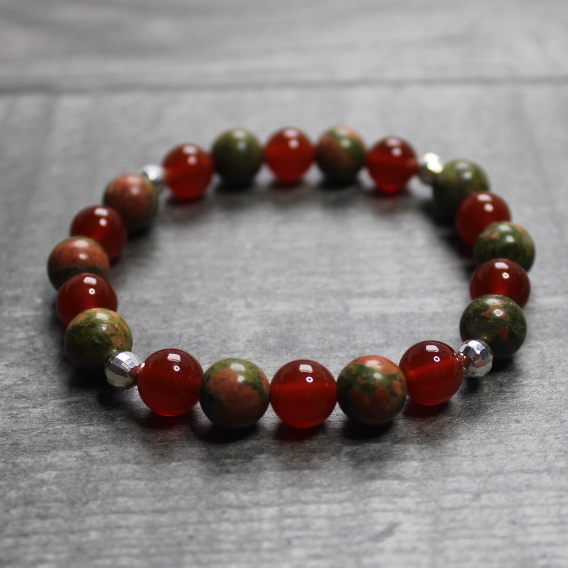 CARNELIAN & UNAKITE Bracelet - Sterling Silver image 0