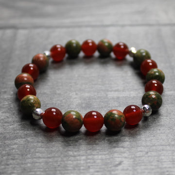 CARNELIAN & UNAKITE Bracelet - Sterling Silver image 0
