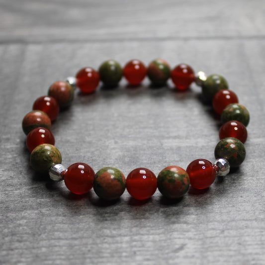 CARNELIAN & UNAKITE Bracelet - Sterling Silver image 0