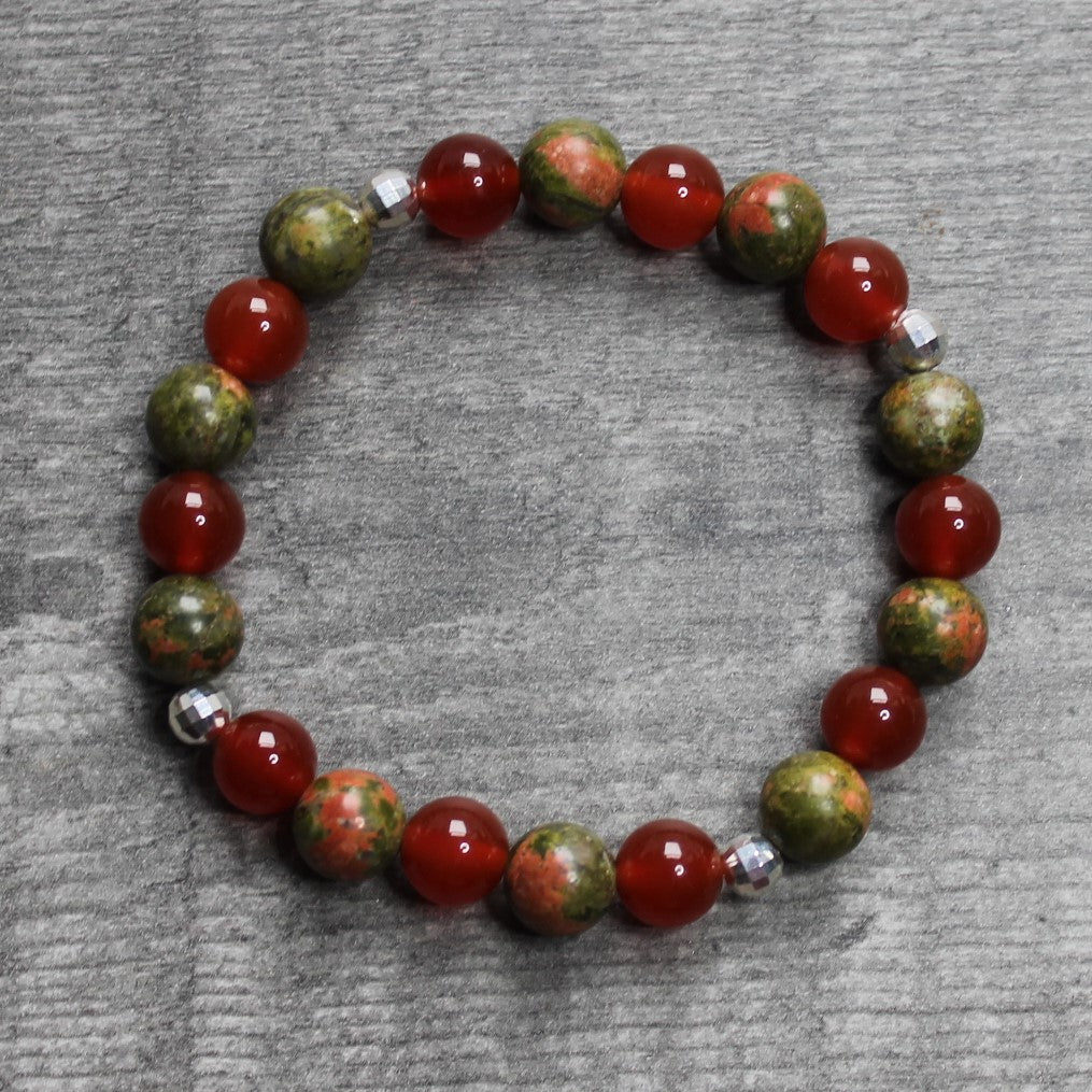 CARNELIAN & UNAKITE Bracelet - Sterling Silver image 1