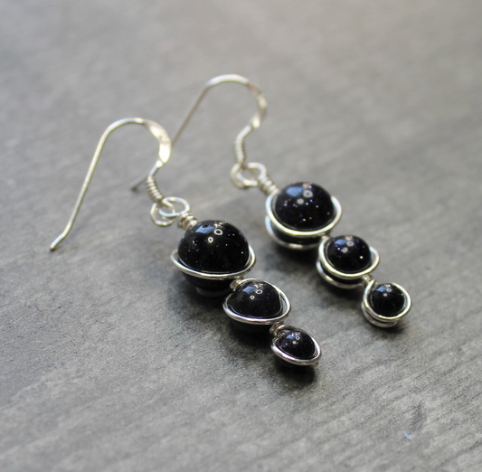 BLUE GOLDSTONE Earrings - Sterling Silver