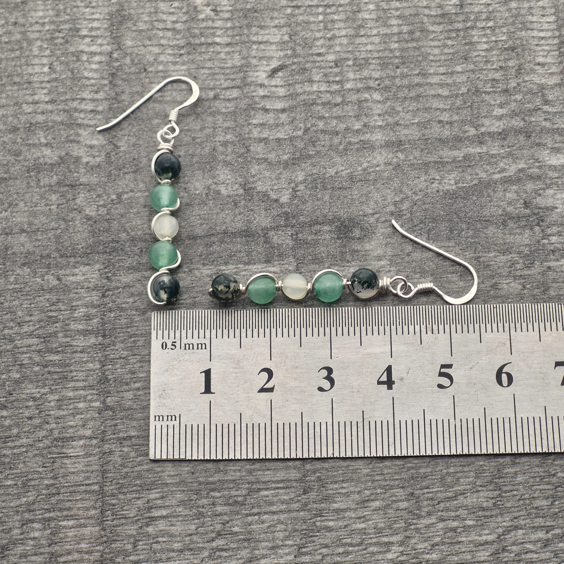 AVENTURINE, MOSS AGATE & NEW JADE Earrings - Sterling Silver image 3