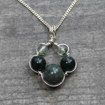 MOSS AGATE Pendant - Sterling Silver
