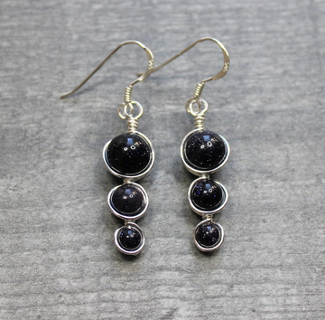 BLUE GOLDSTONE Earrings - Sterling Silver