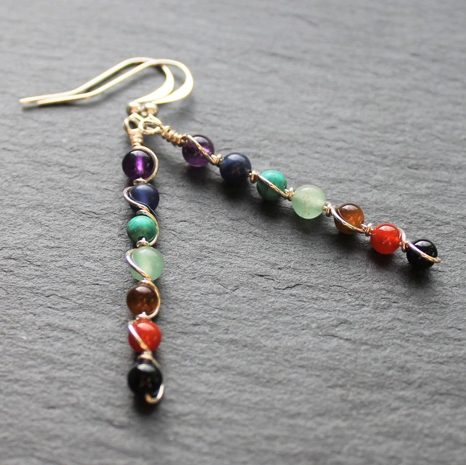 GEMSTONE CHAKRA Earrings - Sterling Silver image 1