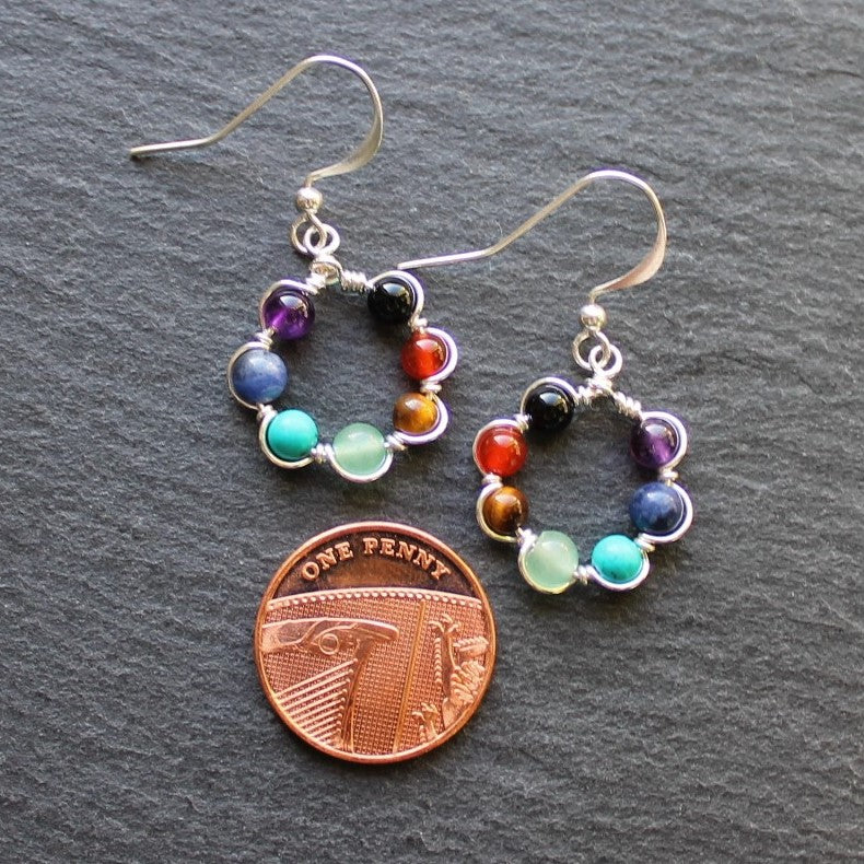 GEMSTONE CHAKRA Earrings - Sterling Silver image 2
